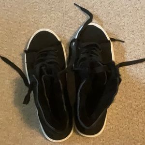 Used Uggs high top black suede platform sneakers Sz 5 1/2